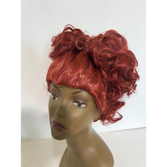 Women's Red Brown Curly Short Wig Cosplay Halloween Costume Party Hocus Pocus - Picture 4 of 14